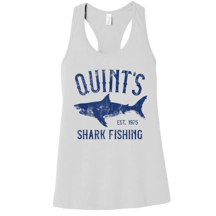 Vintage QuintS Shark Fishing 1975 Retro Women's Racerback Tank