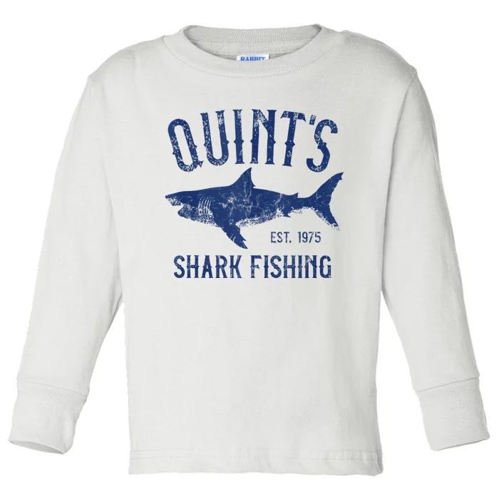 Vintage QuintS Shark Fishing 1975 Retro Toddler Long Sleeve Shirt