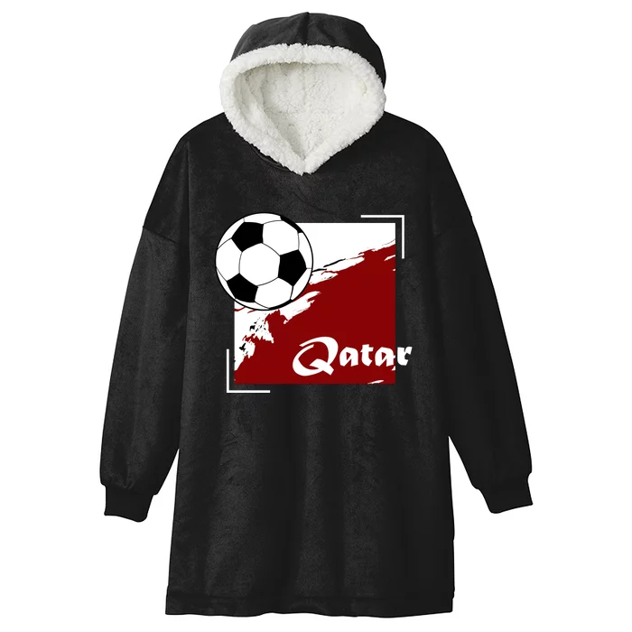 Vintage Qatar Soccer Futbol Hooded Wearable Blanket