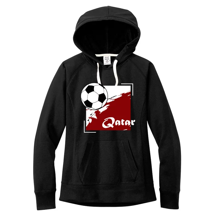 Vintage Qatar Soccer Futbol Women's Fleece Hoodie