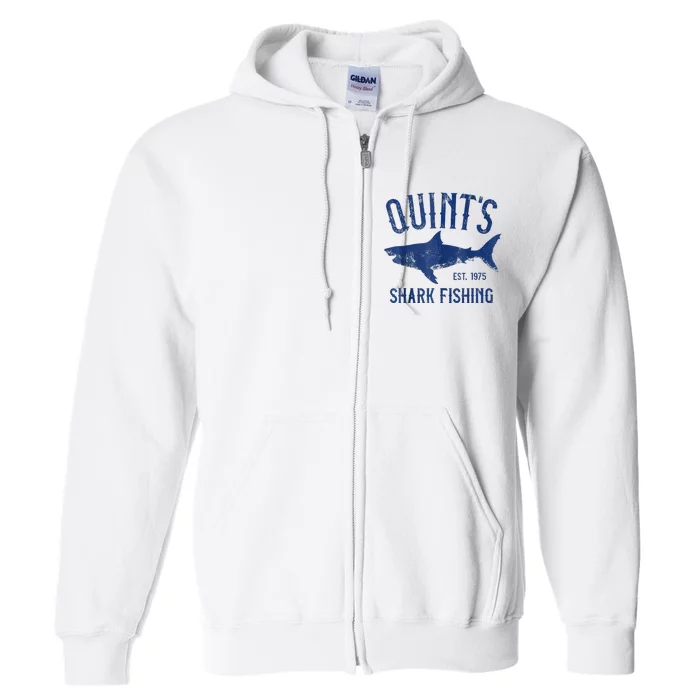 Vintage QuintS Shark Fishing 1975 Retro Full Zip Hoodie