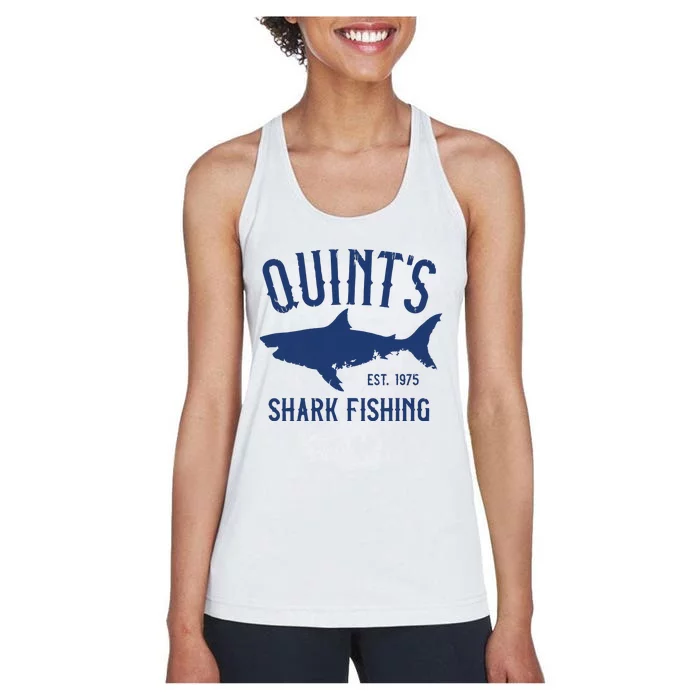 Vintage Quints Shark Fishing 1975 Retro Women's Racerback Tank