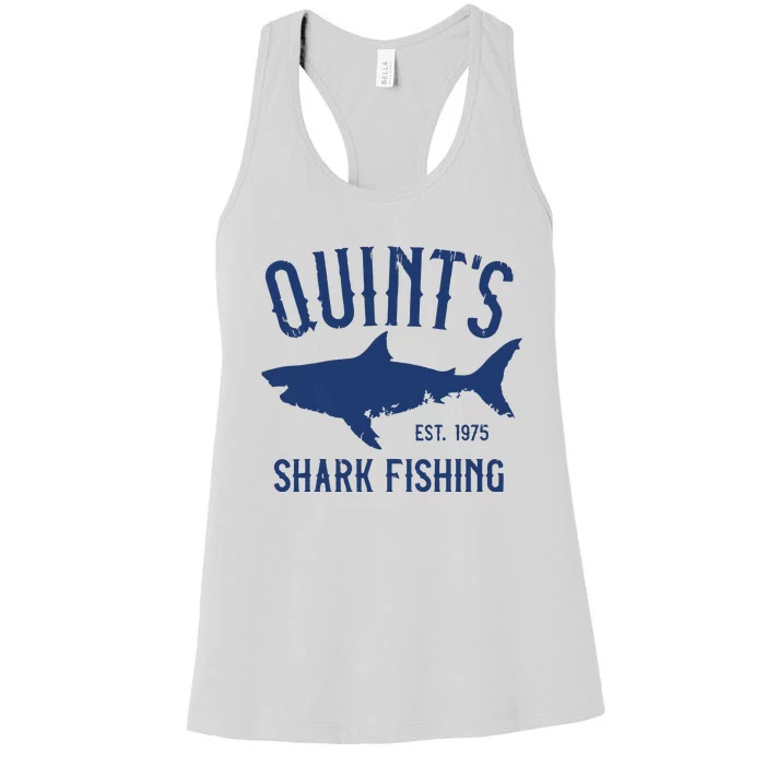 Vintage Quints Shark Fishing 1975 Retro Women's Racerback Tank