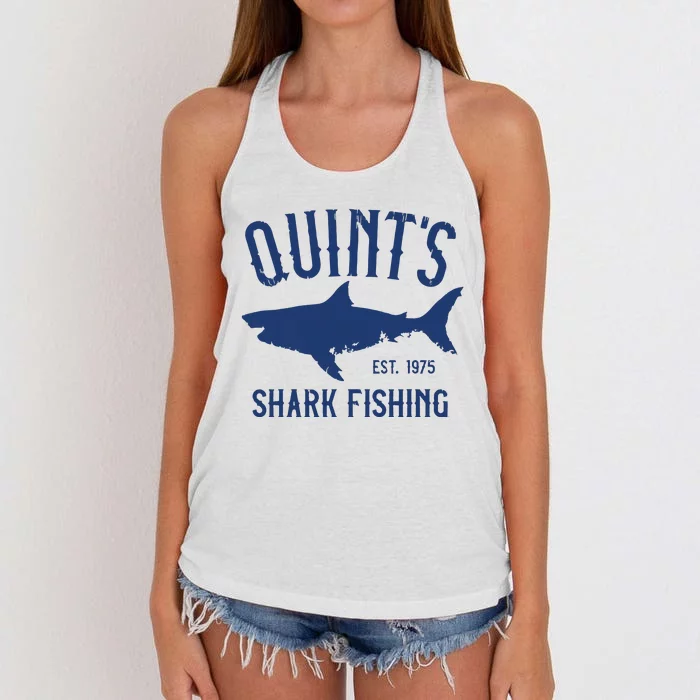 Vintage Quints Shark Fishing 1975 Retro Women's Knotted Racerback Tank