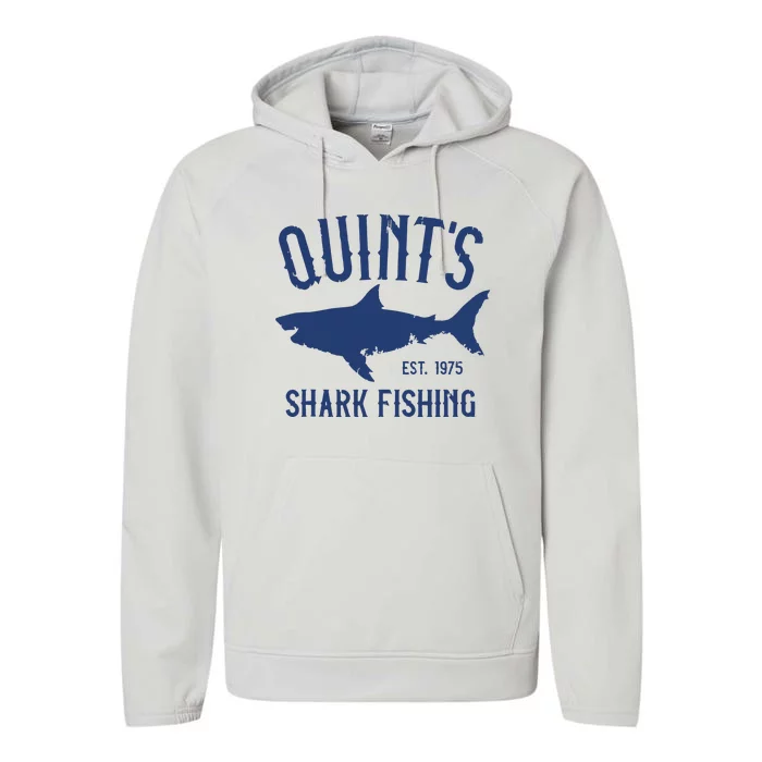 Vintage Quints Shark Fishing 1975 Retro Performance Fleece Hoodie