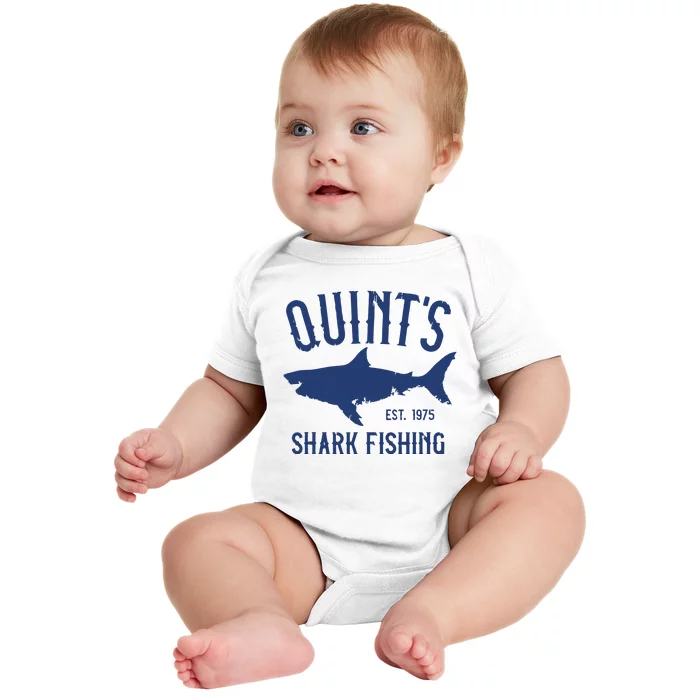 Vintage Quints Shark Fishing 1975 Retro Baby Bodysuit