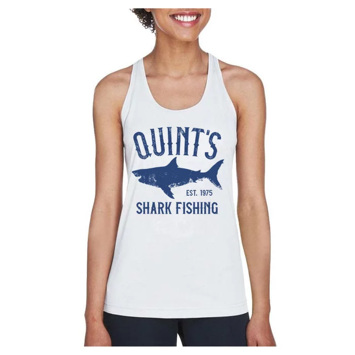 Vintage Quints Shark Fishing 1975 Retro Women's Racerback Tank