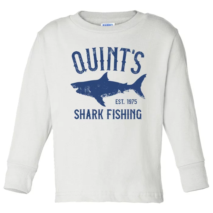 Vintage Quints Shark Fishing 1975 Retro Toddler Long Sleeve Shirt