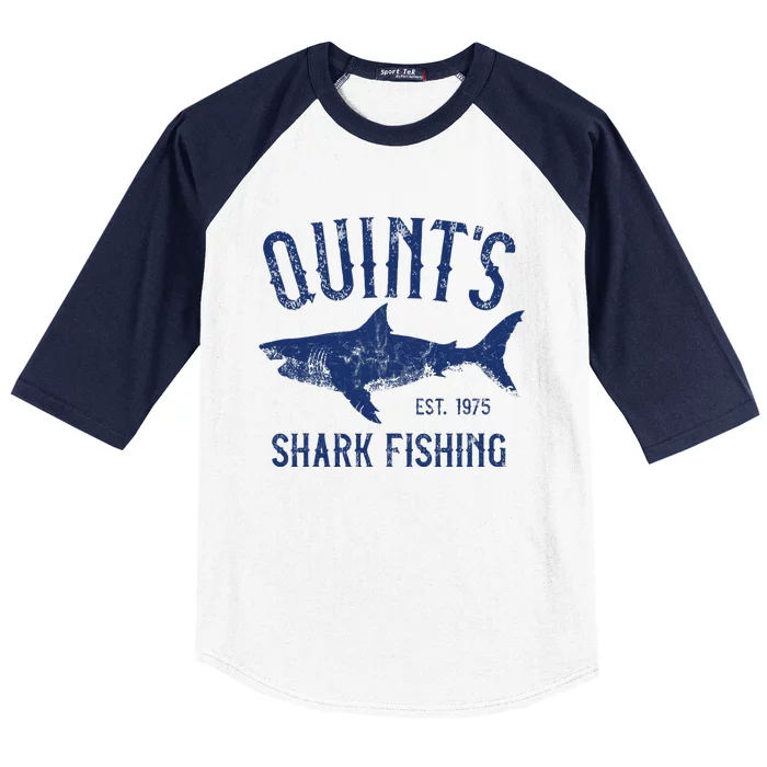 Vintage QuintS Shark Fishing 1975 Retro Baseball Sleeve Shirt