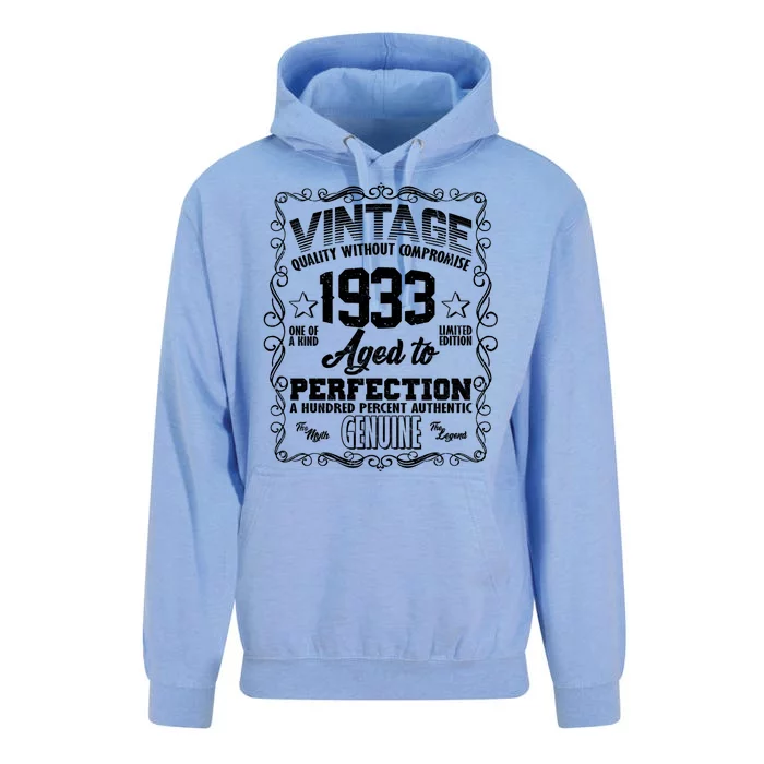 Vintage Quality Without Compromise Aged To Perfection 1933 90th Birthday Unisex Surf Hoodie