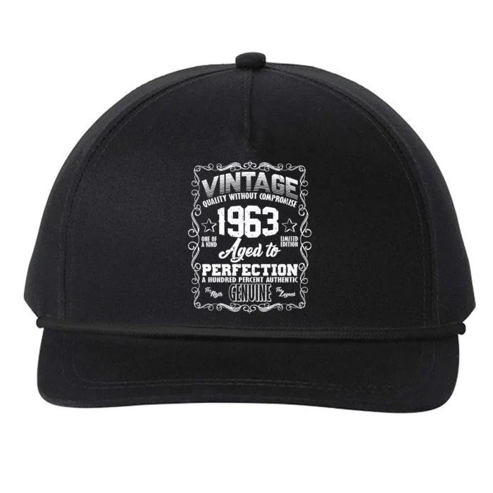 Vintage Quality Without Compromise Aged To Perfection 1963 60th Birthday Snapback Five-Panel Rope Hat