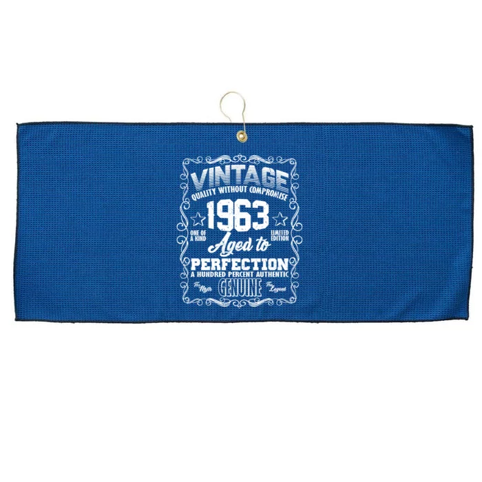 Vintage Quality Without Compromise Aged To Perfection 1963 60th Birthday Large Microfiber Waffle Golf Towel