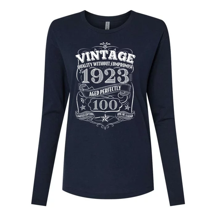 Vintage Quality Without Compromise Age Perfectly 1923 100th Birthday Womens Cotton Relaxed Long Sleeve T-Shirt