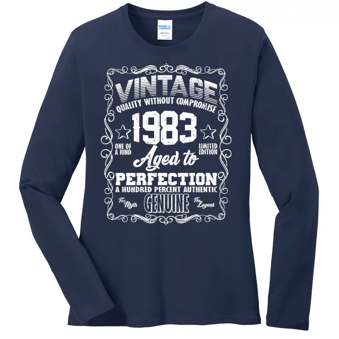 Vintage Quality Without Compromise Aged To Perfection 1983 40th Birthday Ladies Long Sleeve Shirt