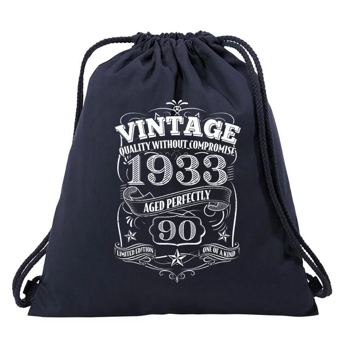 Vintage Quality Without Compromise Age Perfectly 1933 90th Birthday Drawstring Bag