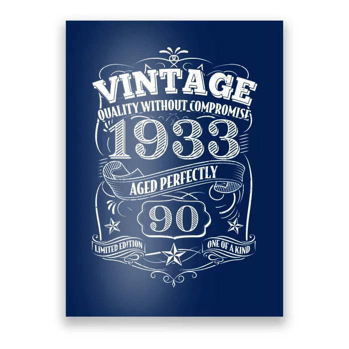 Vintage Quality Without Compromise Age Perfectly 1933 90th Birthday Poster