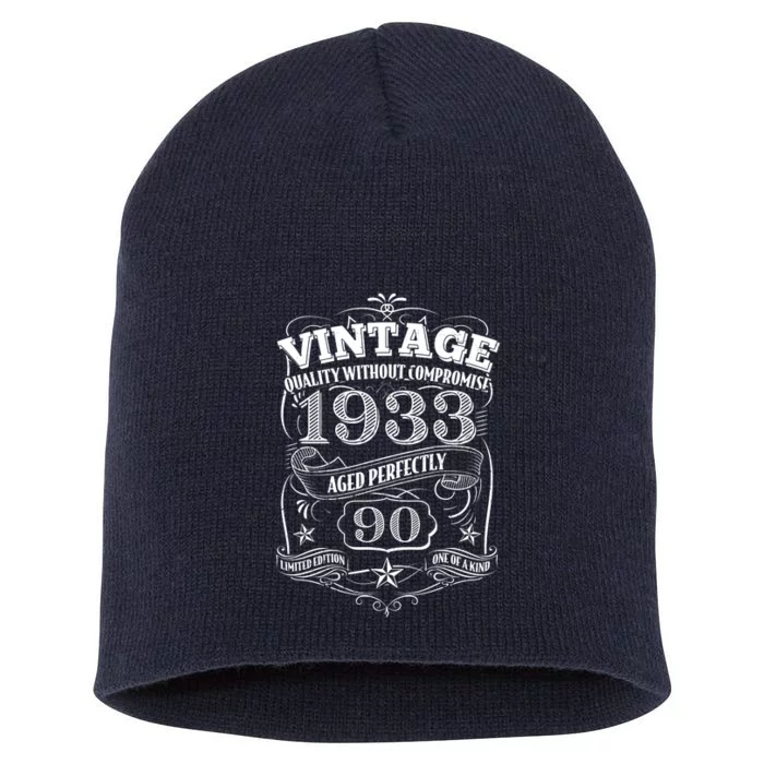 Vintage Quality Without Compromise Age Perfectly 1933 90th Birthday Short Acrylic Beanie