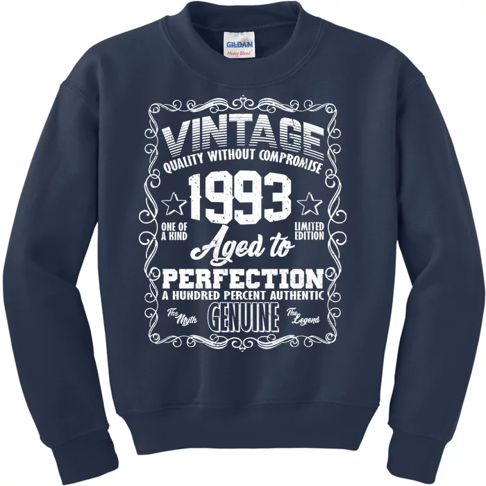 Vintage Quality Without Compromise Aged To Perfection 1993 30th Birthday Kids Sweatshirt