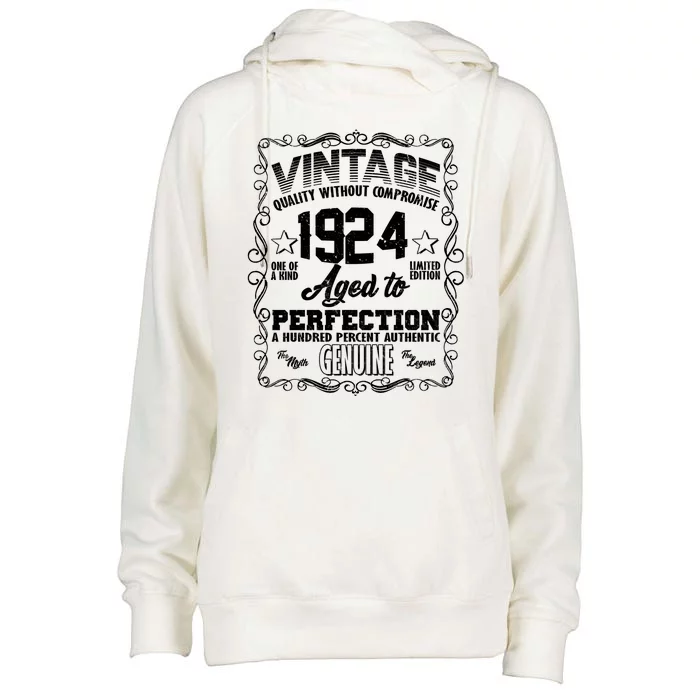 Vintage Quality Without Compromise Aged To Perfection 1924 100th Birthday Womens Funnel Neck Pullover Hood