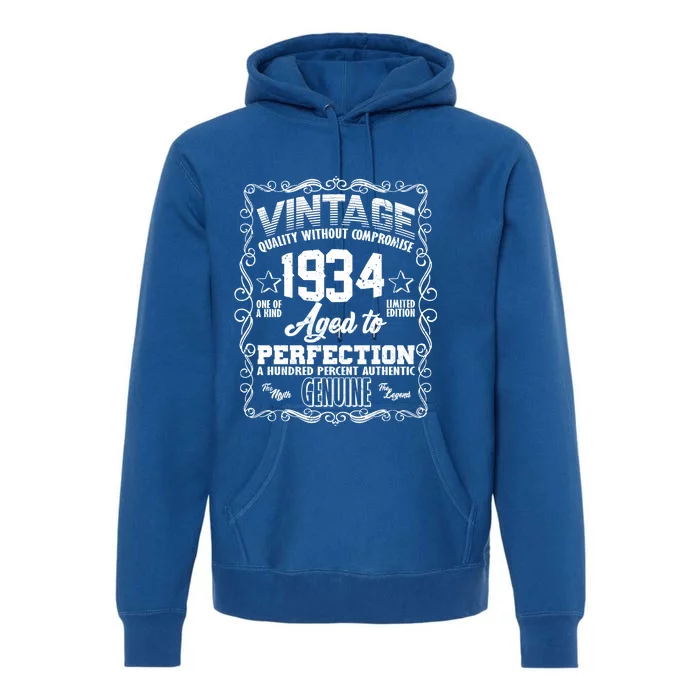 Vintage Quality Without Compromise Aged To Perfection 1934 90th Birthday Premium Hoodie