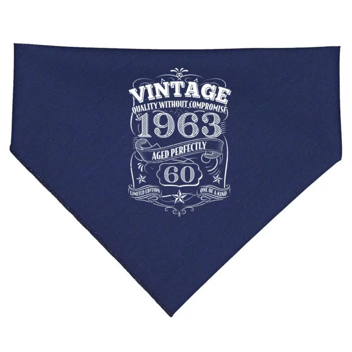 Vintage Quality Without Compromise Age Perfectly 1963 60th Birthday USA-Made Doggie Bandana