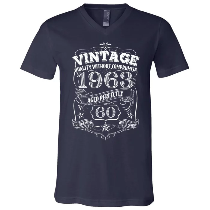 Vintage Quality Without Compromise Age Perfectly 1963 60th Birthday V-Neck T-Shirt