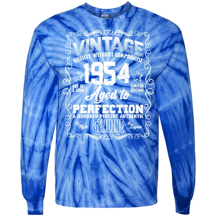 Vintage Quality Without Compromise Aged To Perfection 1954 70th Birthday Tie-Dye Long Sleeve Shirt