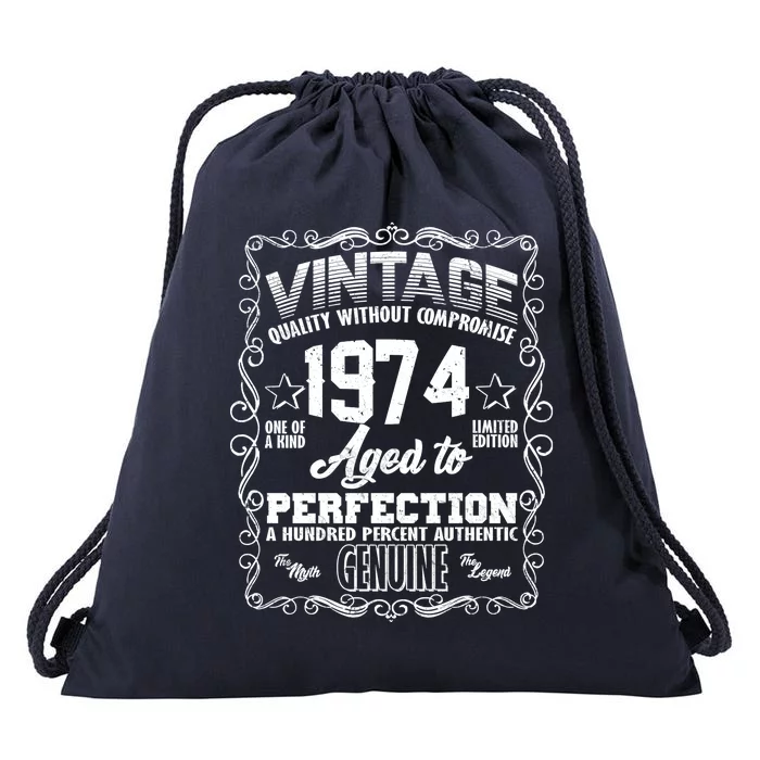 Vintage Quality Without Compromise Aged To Perfection 1974 50th Birthday Drawstring Bag