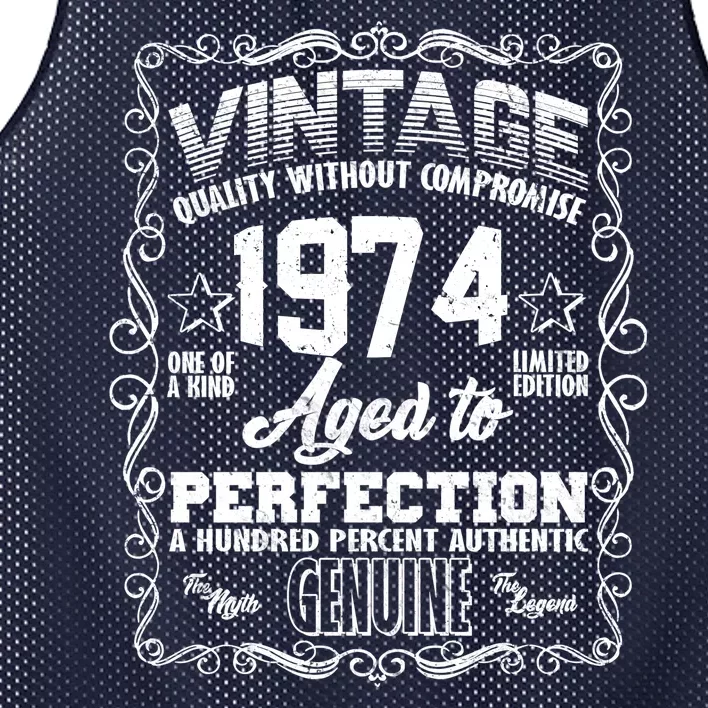 Vintage Quality Without Compromise Aged To Perfection 1974 50th Birthday Mesh Reversible Basketball Jersey Tank