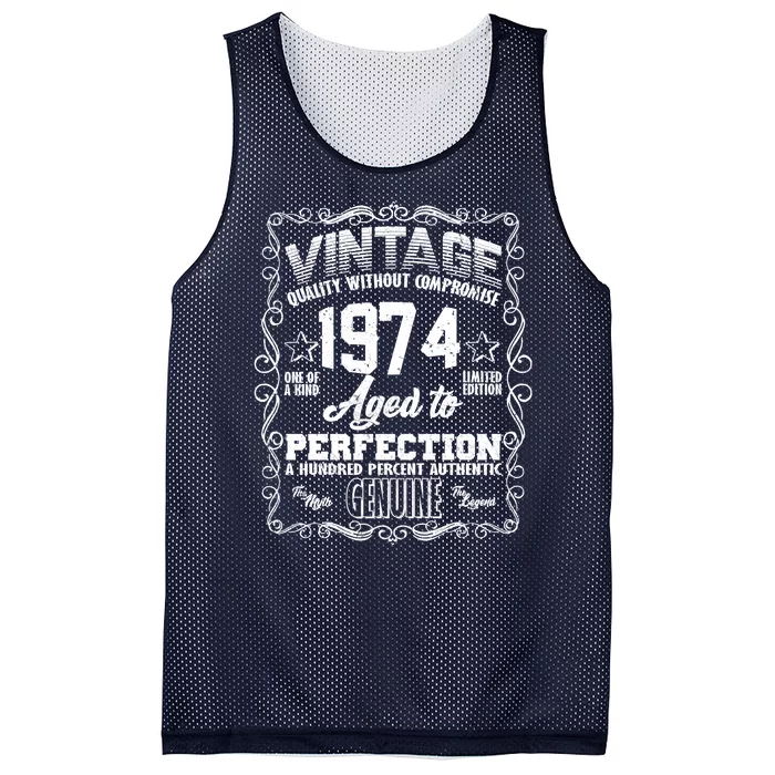 Vintage Quality Without Compromise Aged To Perfection 1974 50th Birthday Mesh Reversible Basketball Jersey Tank