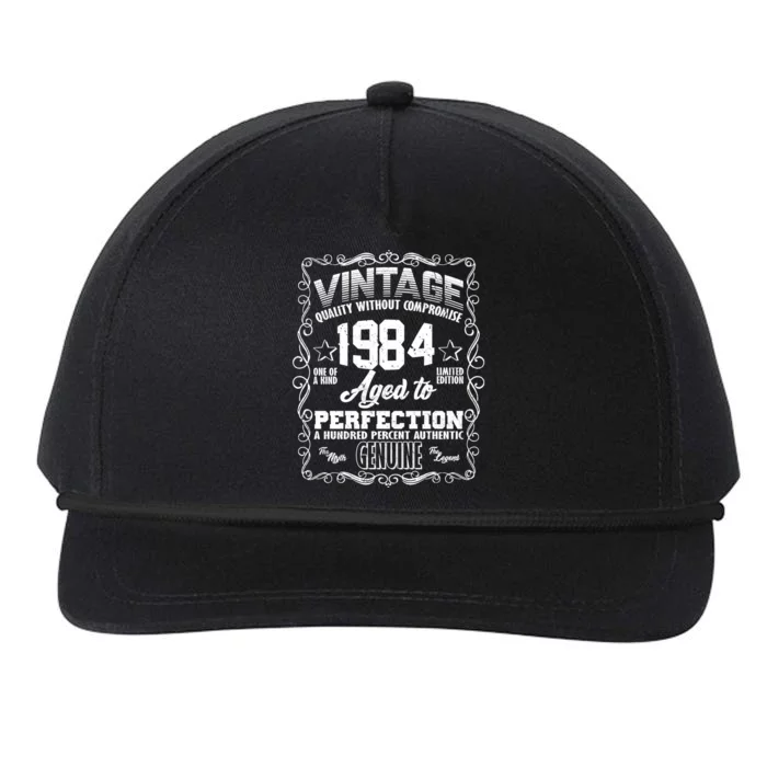 Vintage Quality Without Compromise Aged To Perfection 1984 40th Birthday Snapback Five-Panel Rope Hat