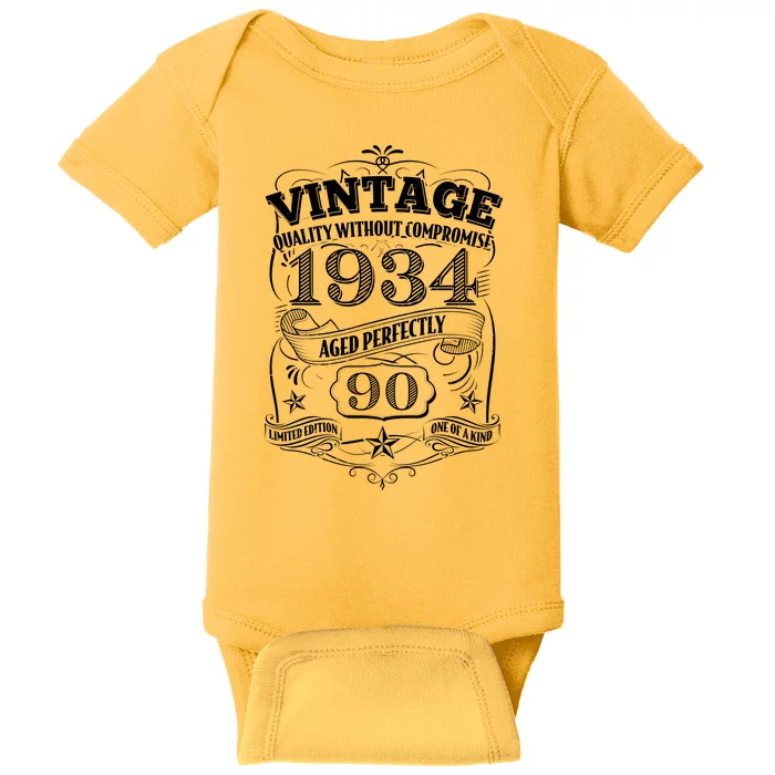 Vintage Quality Without Compromise Age Perfectly 1934 90th Birthday Baby Bodysuit