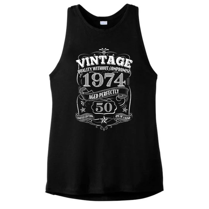 Vintage Quality Without Compromise Age Perfectly 1974 50th Birthday Ladies Tri-Blend Wicking Tank