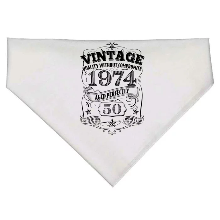 Vintage Quality Without Compromise Age Perfectly 1974 50th Birthday USA-Made Doggie Bandana