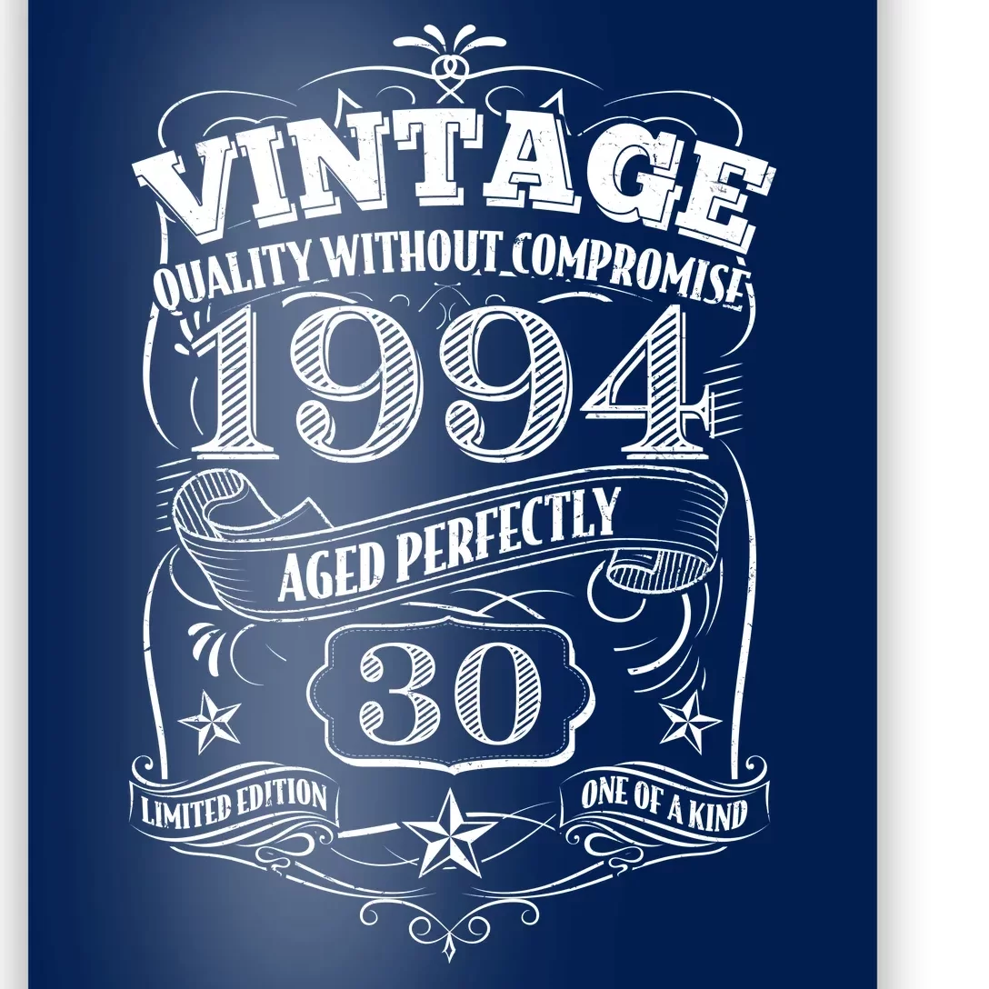 Vintage Quality Without Compromise Age Perfectly 1994 30th Birthday Poster