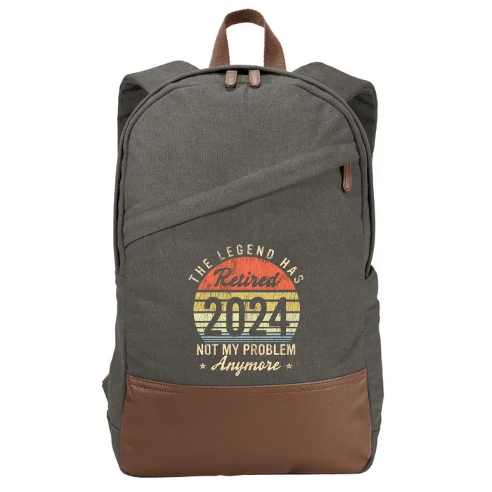 Vintage Retired 2024 Not My Problem Retirement Cotton Canvas Backpack