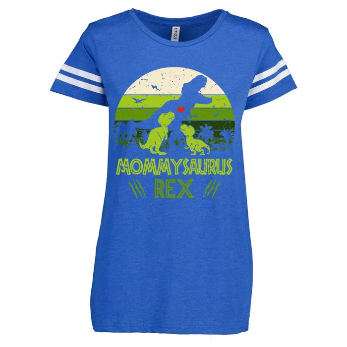 Vintage Retro 2 Mommysaurus Dinosaur Lover Gift Enza Ladies Jersey Football T-Shirt