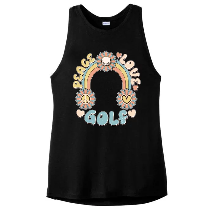 Vintage Retro 60s Peace Love Golf Ladies Tri-Blend Wicking Tank