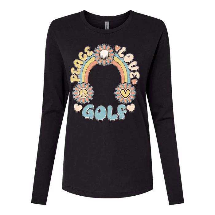 Vintage Retro 60s Peace Love Golf Womens Cotton Relaxed Long Sleeve T-Shirt