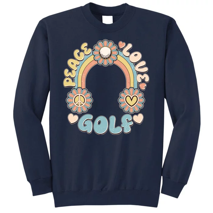 Vintage Retro 60s Peace Love Golf Tall Sweatshirt