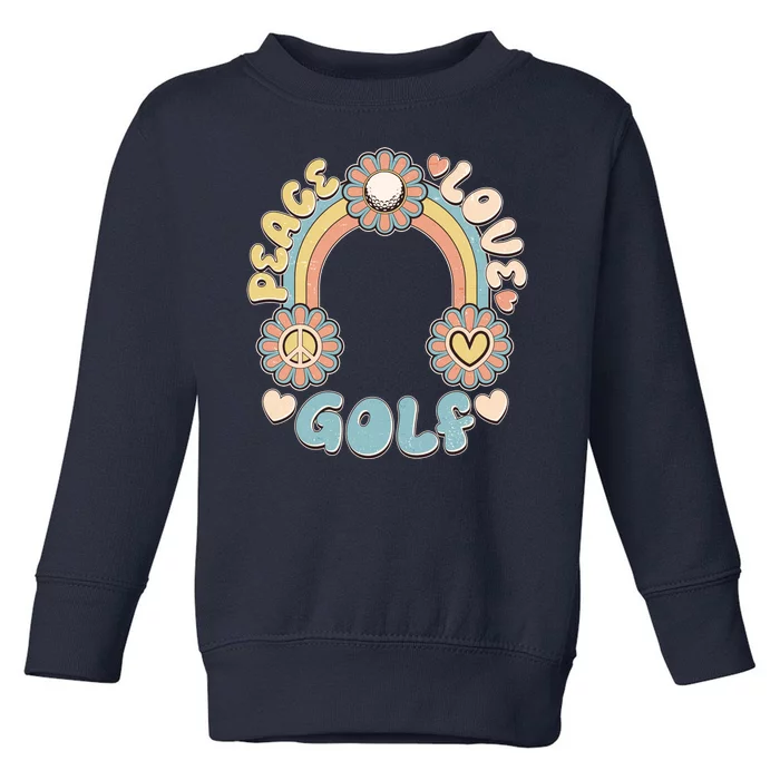 Vintage Retro 60s Peace Love Golf Toddler Sweatshirt