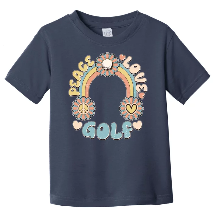 Vintage Retro 60s Peace Love Golf Toddler T-Shirt