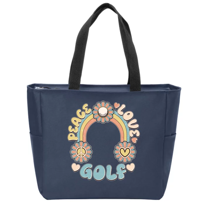 Vintage Retro 60s Peace Love Golf Zip Tote Bag