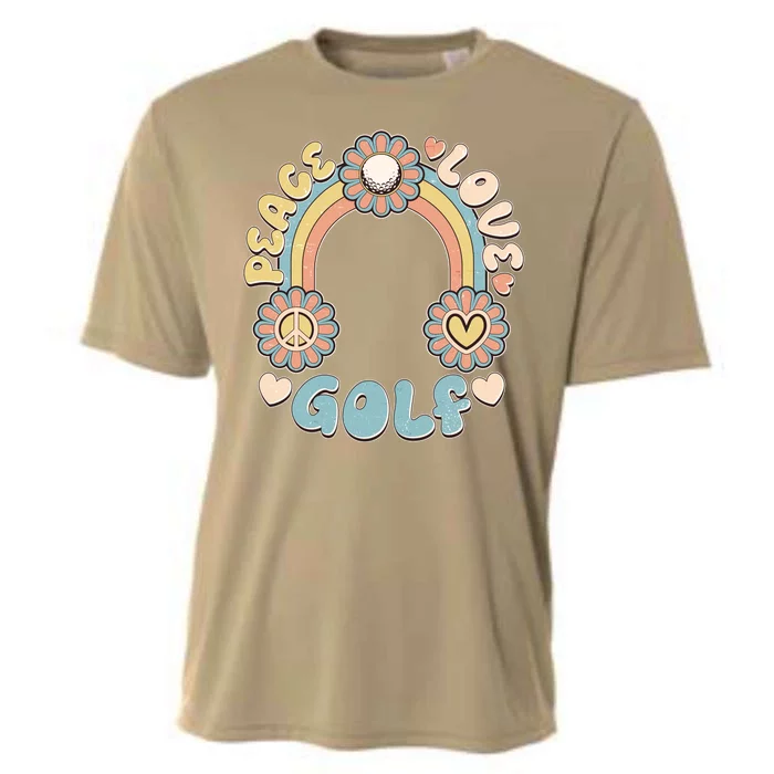 Vintage Retro 60s Peace Love Golf Cooling Performance Crew T-Shirt