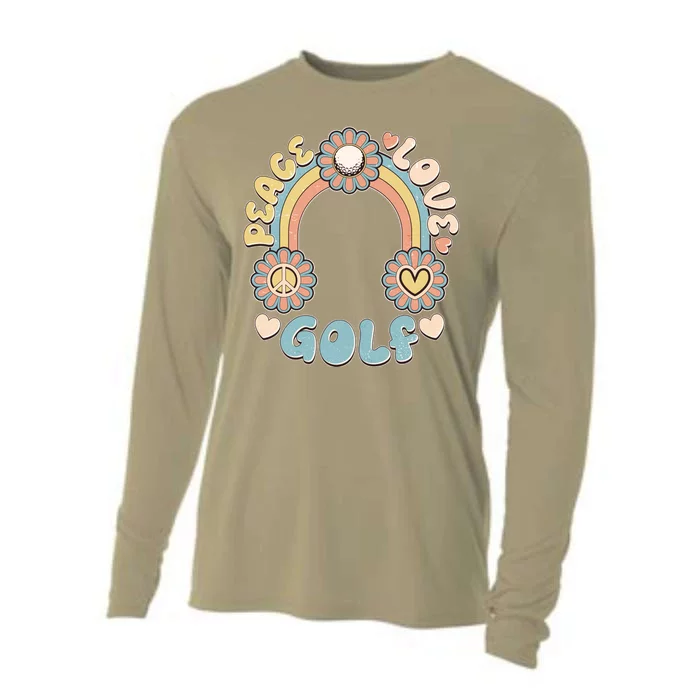 Vintage Retro 60s Peace Love Golf Cooling Performance Long Sleeve Crew