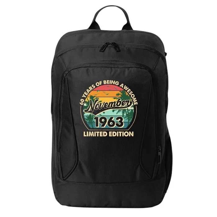 Vintage Retro 60 Years Of Being Awesome November 1963 Birthday City Backpack