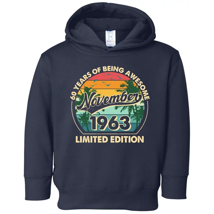 Vintage Retro 60 Years Of Being Awesome November 1963 Birthday Toddler Hoodie