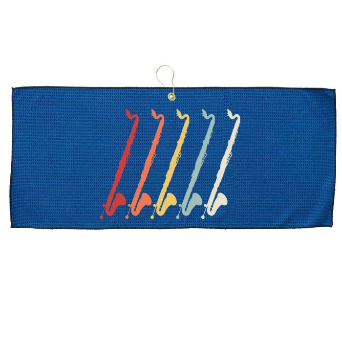 Vintage Retro 70s Bass Clarinet For Clarinet Players Large Microfiber Waffle Golf Towel