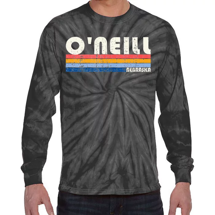 Vintage Retro 70s 80s Style Hometown Of ONeill NE Tie-Dye Long Sleeve Shirt