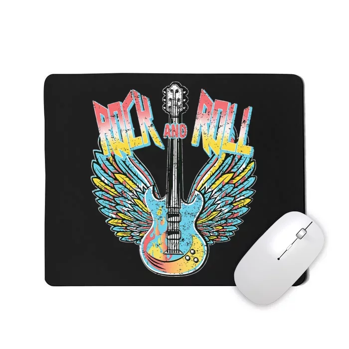 Vintage Retro 80s Rock & Roll Music Electric Guitar Wings Mousepad